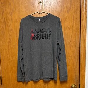 Bella Canvas Dark Gray Long Sleeve Tee with Festive Print